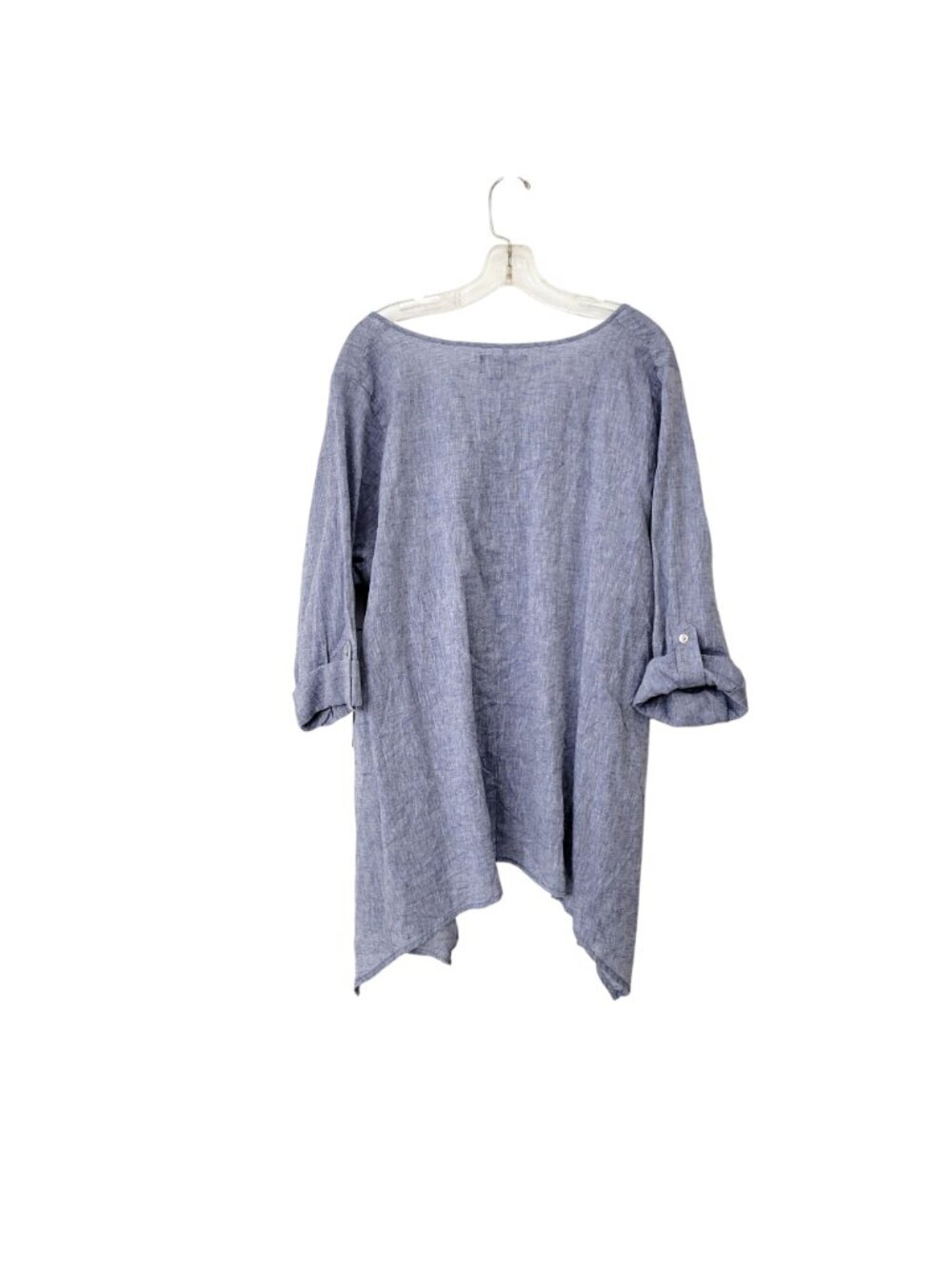 JNY Jones New York Blue Cotton Blend Asymmetrical Lagenlook Tunic Top 1X NWT - Picture 3 of 6